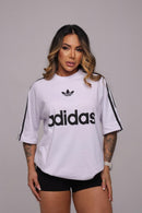 Oversize Adidas Retrô Escrita na Frente Feminina