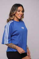Oversize Adidas Retrô 3 Listras Feminina Azul