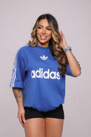 Oversize Adidas Retrô Escrita na Frente Feminina