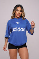Oversize Adidas Retrô Escrita na Frente Feminina