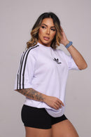 Oversize Adidas Retrô 3 Listras Feminina Branca