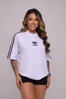 Oversize Adidas Retrô 3 Listras Feminina Branca